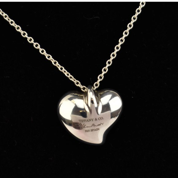 Tiffany & Co. Jewelry - TIFFANY & CO "Elsa Peretti": Sterling Silver "Full Heart" Necklace 1066